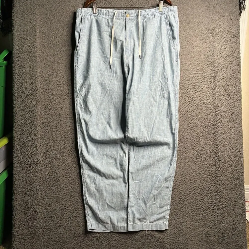 Polo Ralph Lauren Classic Fit Pant Men 2XL Blue Elastic Waist Drawstring Pony